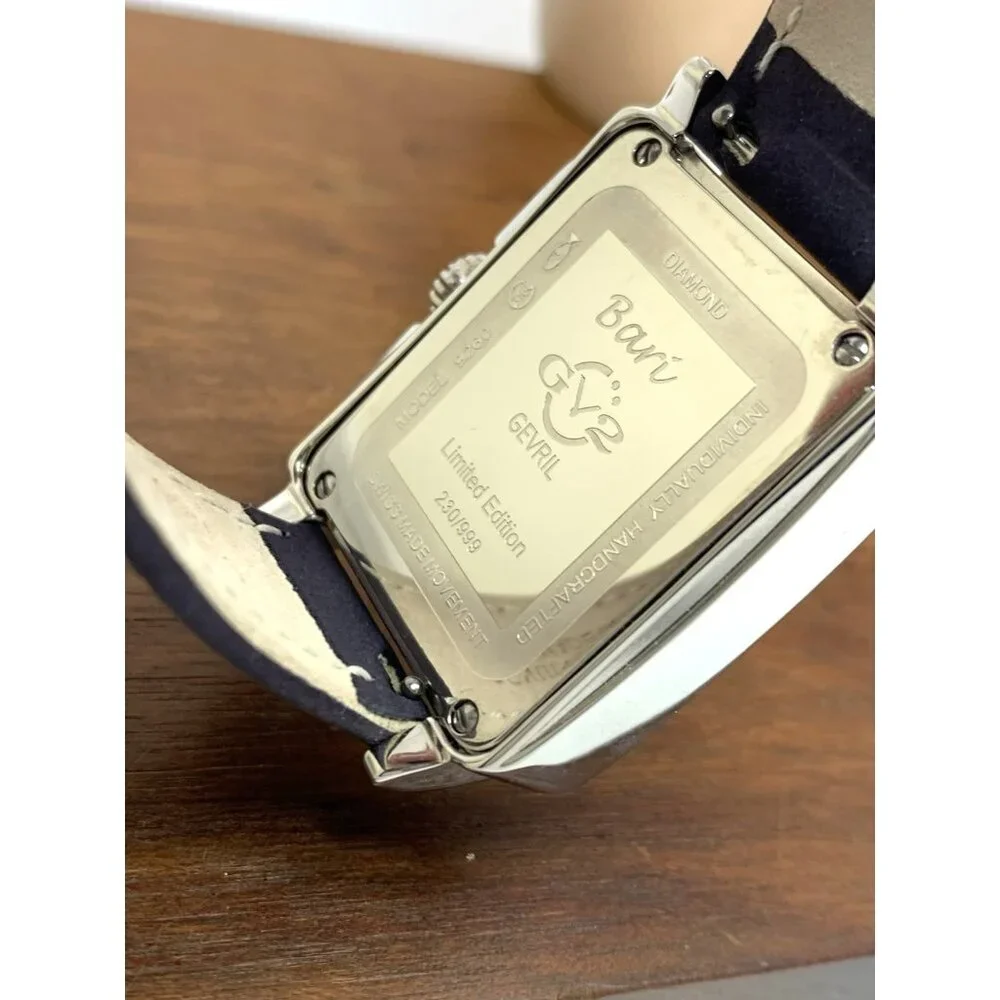 GV2 by Gevril Women's Watch 9260 Swiss Quartz Mother of Pearl Dial Blue Leather